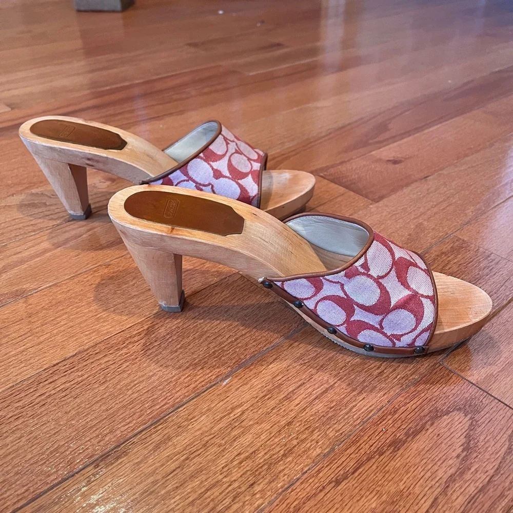 Rare Vintage Coach Wooden Sandals Size 10 - Picture 2 of 8